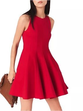 Maje Red Sleeveless Fit & Flare Mini Dress